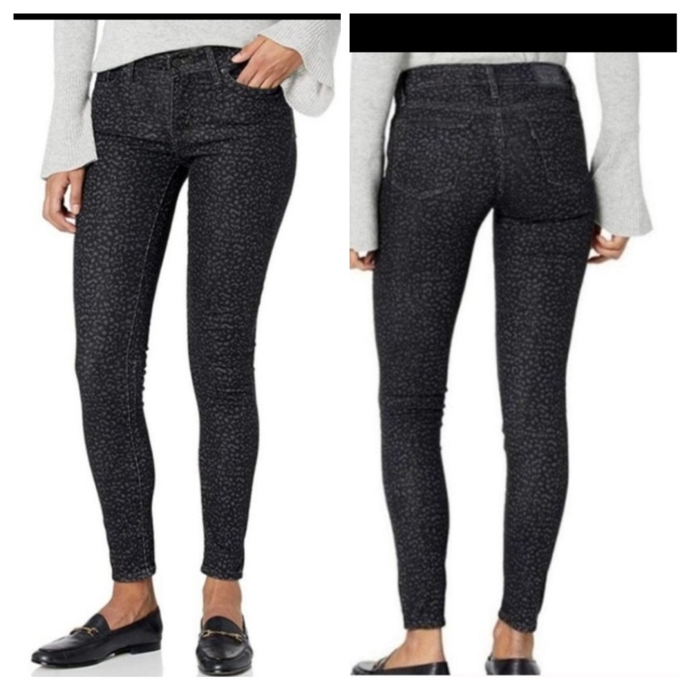 Women's Levi's 711 Skinny Jean Black Leopard Print Stretch Pants size 25
